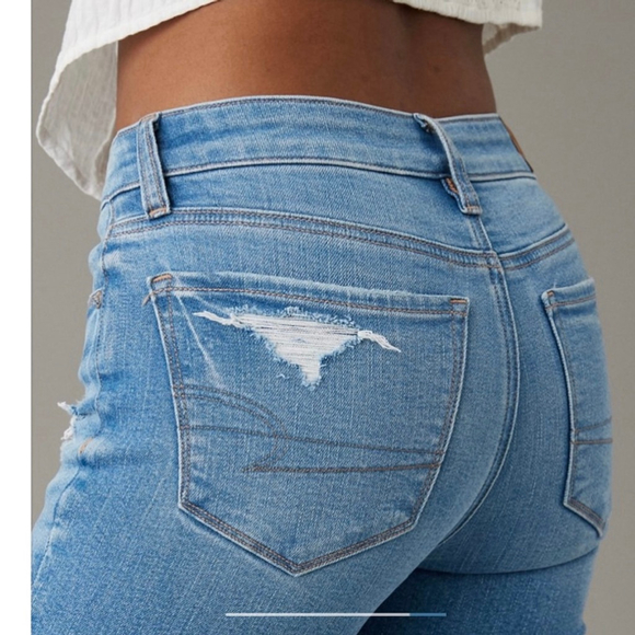 American Eagle Stretch High Waisted Skinny Kick Bootcut Jean Denim - Picture 11 of 15